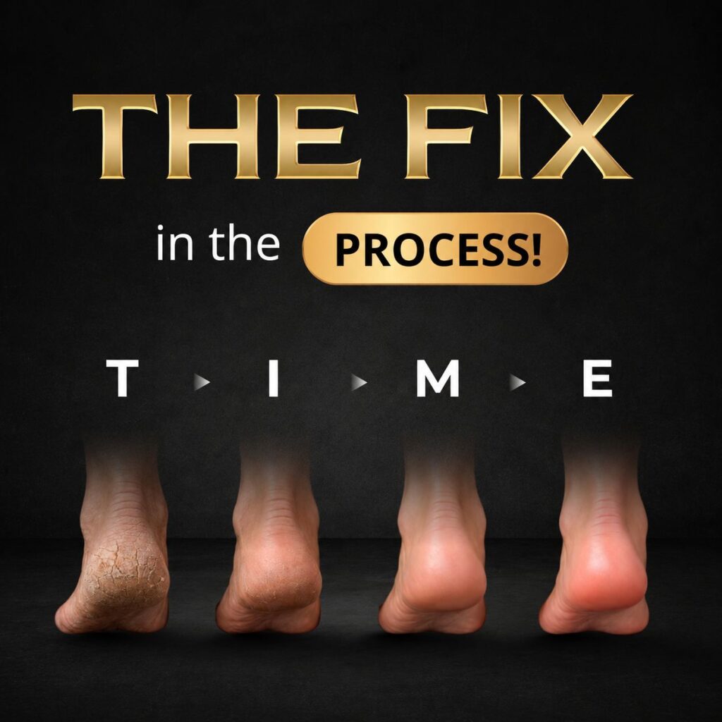Smooth, moisturized heels after consistent professional pedicure and foot care treatments.